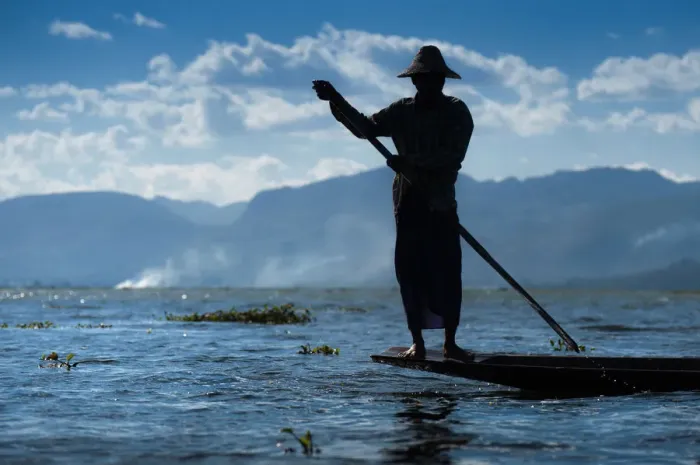 Framed Print : fisherman at inle lake Framed Print : fisherman at inle lake