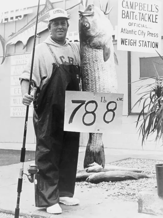 Framed Print : Fisherman with Record Striped Bass Framed Print : Fisherman with Record Striped Bass