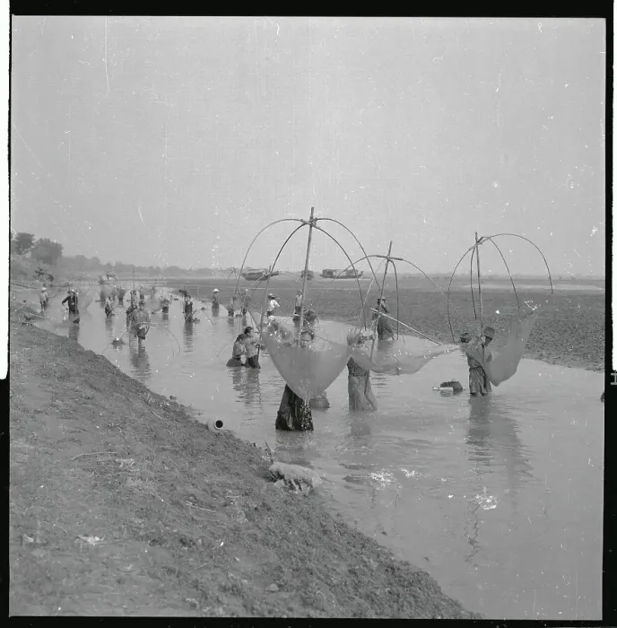 Framed Print : Fisherman Using Umbrella Framed Nets Framed Print : Fisherman Using Umbrella Framed Nets
