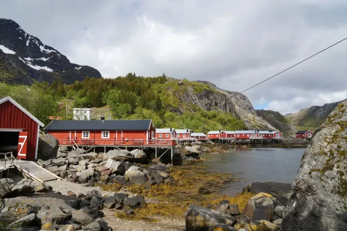 Framed Print : Fishermans cabins on the Lofoten Islands