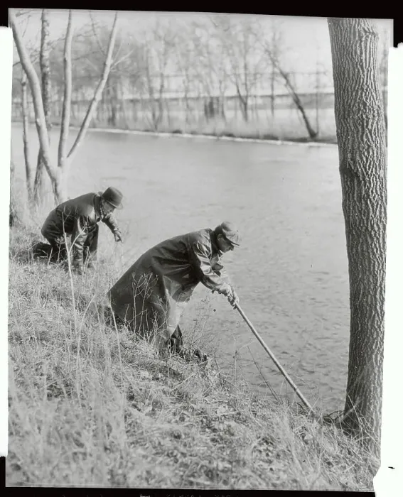 Framed Print : Fishermen Dragging River Edge Framed Print : Fishermen Dragging River Edge