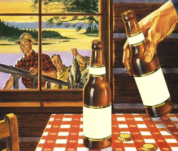 Framed Print : Fishermen Enjoying the Great Outdoors and Beer Framed Print : Fishermen Enjoying the Great Outdoors and Beer