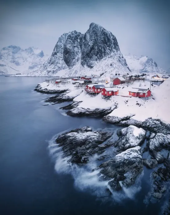 Framed Print : Fishermen huts (Rorbu ), Hamnoy, Norway