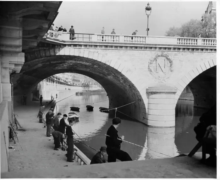 Framed Print : Fishermen In Paris, France Framed Print : Fishermen In Paris, France