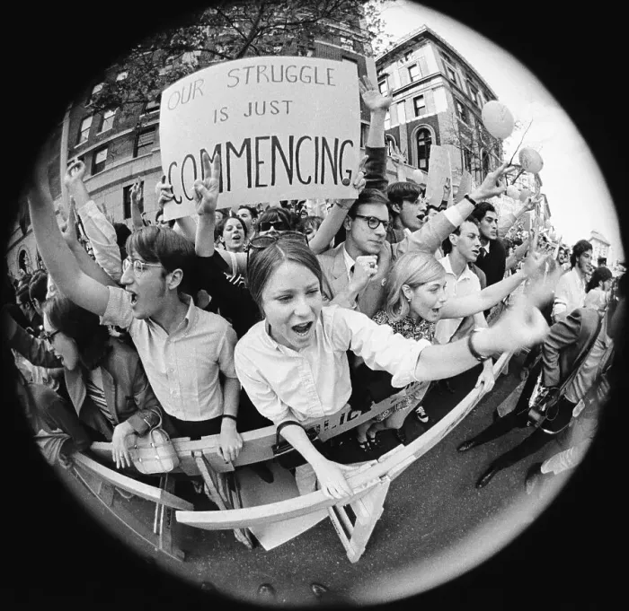 Framed Print : Fisheye of Student Protest at Columbia Framed Print : Fisheye of Student Protest at Columbia