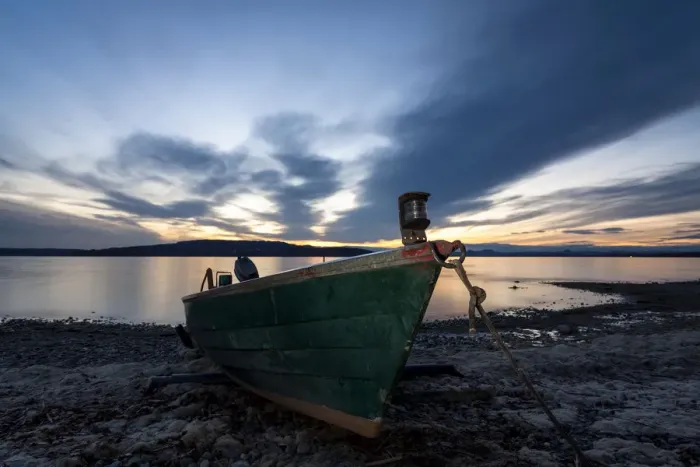 Framed Print : Fishing boat at dusk, Reichenau Island, Lake Constance, Baden-Wurttemberg, Germany Framed Print : Fishing boat at dusk, Reichenau Island, Lake Constance, Baden-Wurttemberg, Germany