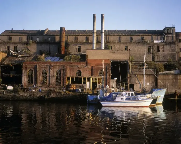 Framed Print : Fishing boats near a derelict factory, River Boyne, Drogheda, Co Louth, Ireland Framed Print : Fishing boats near a derelict factory, River Boyne, Drogheda, Co Louth, Ireland