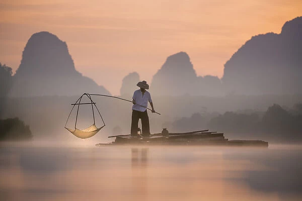 Fishing at Nong Talay in Krabi, Thailand in the morning