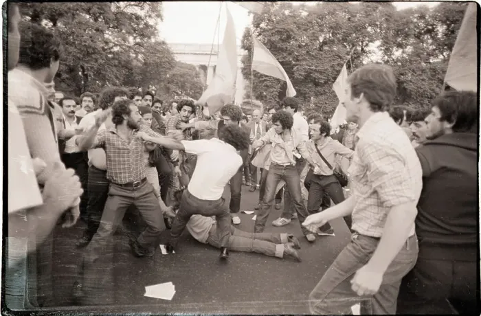 Framed Print : Fist-Fighting Demonstrators Framed Print : Fist-Fighting Demonstrators