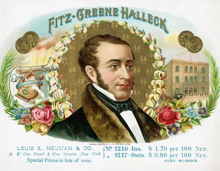 Framed Print : Fitz-Greene Halleck On Cigar Box Framed Print : Fitz-Greene Halleck On Cigar Box