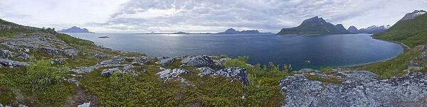 Fjord landscape, panoramic view, Tunhovdfjorden, Dalen, Norway, Europe