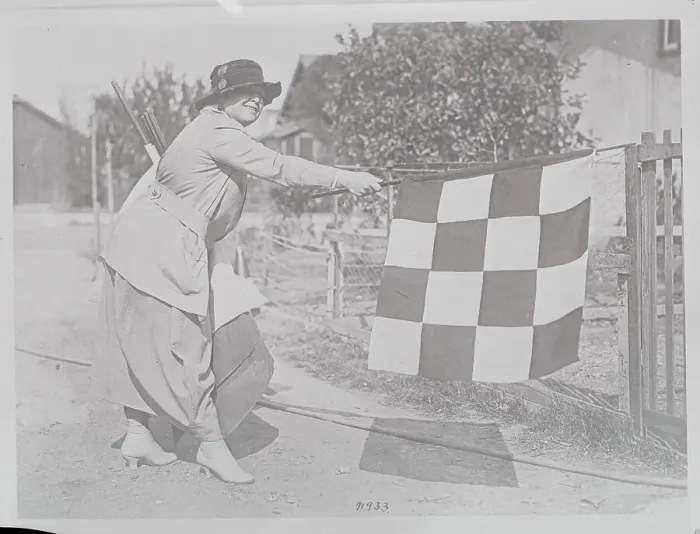 Framed Print : Flag Bearer for Women's Auto Race in Action Framed Print : Flag Bearer for Women's Auto Race in Action