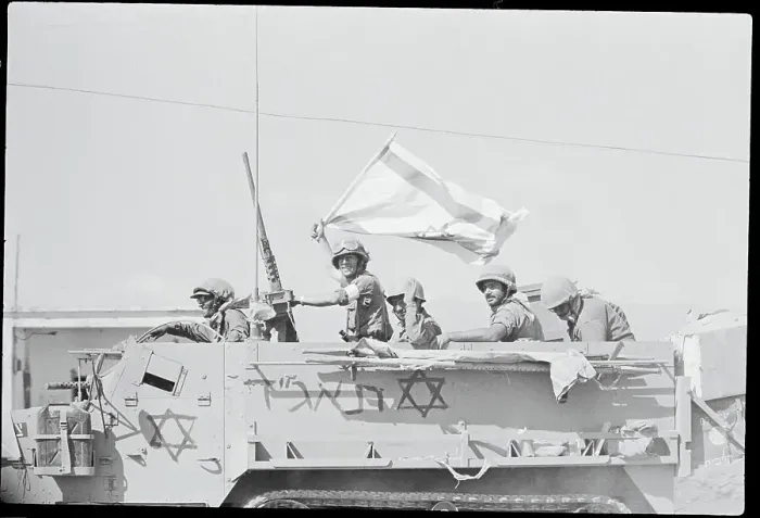 Framed Print : Flag Carrying Israeli Soldiers on Tank Framed Print : Flag Carrying Israeli Soldiers on Tank