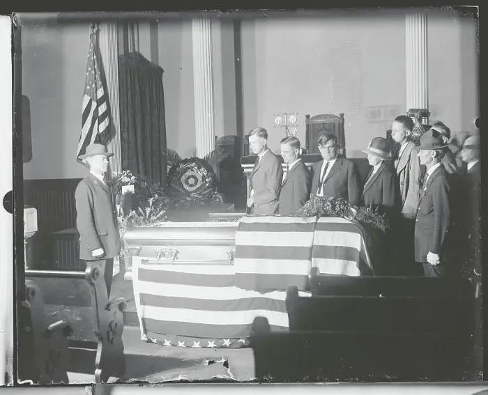 Framed Print : Flag-Draped Coffin in Church Framed Print : Flag-Draped Coffin in Church