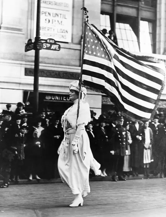 Framed Print : Flagbearer in Women's Suffrage Movement Framed Print : Flagbearer in Women's Suffrage Movement