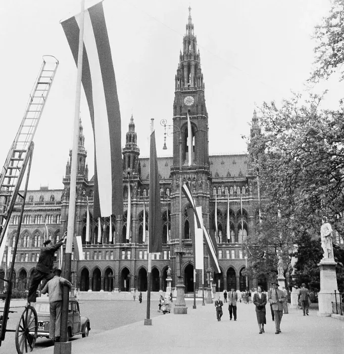 Framed Print : Flags Flying Outside Vienna Town Hall Framed Print : Flags Flying Outside Vienna Town Hall