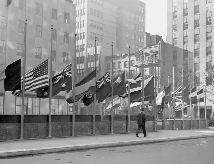 Framed Print : UN Flags at Half-Mast Framed Print : UN Flags at Half-Mast