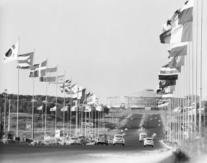 Framed Print : Flags Waving Along Via Olympica in Rome