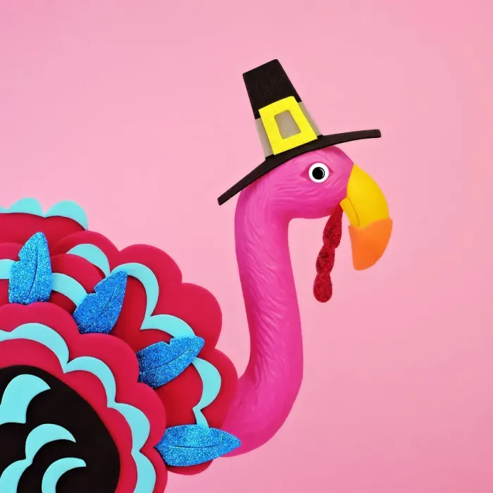 Framed Print : flamingo in a turkey costume
