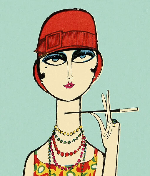 Flapper Lady With Cigarette Holder
