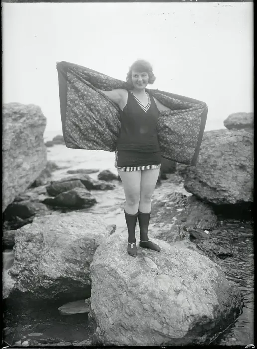 Framed Print : Flapper Posing on the Beach Framed Print : Flapper Posing on the Beach