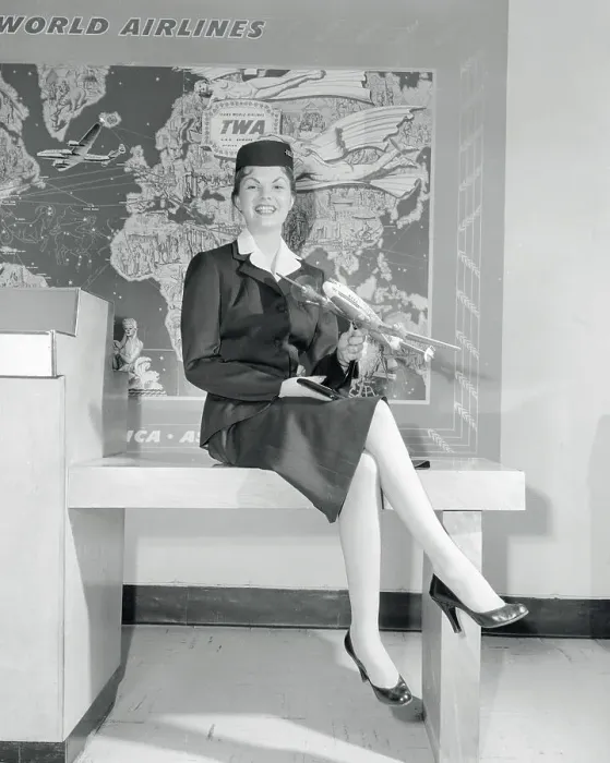 Framed Print : Flight Attendant Modeling New Uniform Framed Print : Flight Attendant Modeling New Uniform
