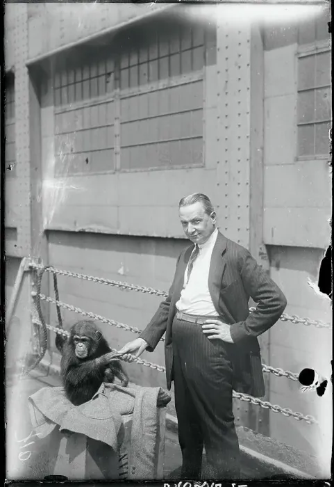 Framed Print : Flo Ziegfeld with Chimpanzee on Ship Deck Framed Print : Flo Ziegfeld with Chimpanzee on Ship Deck