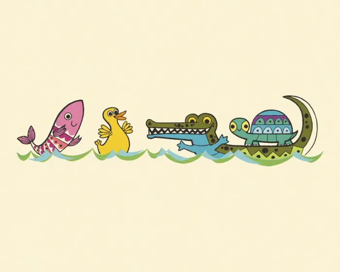 Framed Print : Four Floating Animals Framed Print : Four Floating Animals