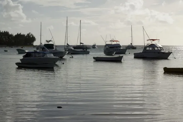 Framed Print : Floating dinghies at sunset in Bain Aux Boeuf, Mauritius, Africa Framed Print : Floating dinghies at sunset in Bain Aux Boeuf, Mauritius, Africa
