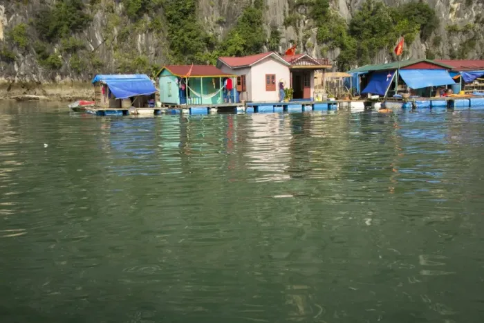 Framed Print : Floating village in Halong bay Framed Print : Floating village in Halong bay