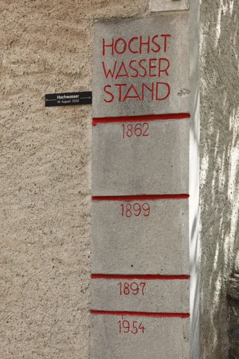 Framed Print : Flood level sign, Duernstein, Wachau valley, Waldviertel region, Lower Austria, Austria, Europe Framed Print : Flood level sign, Duernstein, Wachau valley, Waldviertel region, Lower Austria, Austria, Europe