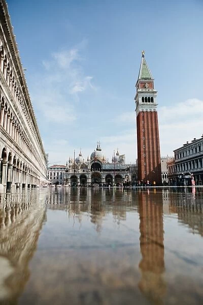 Flood On St Marks Square or Piazza San Marco, in Venice Italy