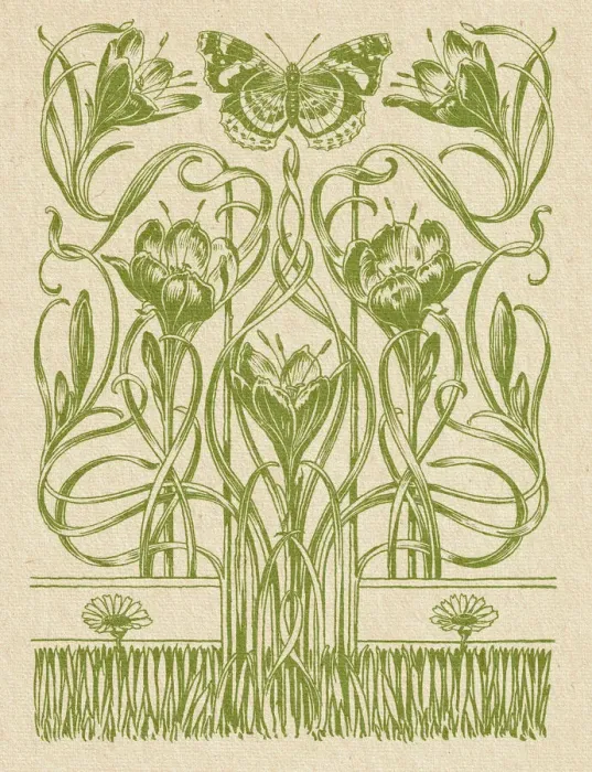 Framed Print : Floral ornament with lilies and butterfly decorative art nouveau 1897 Framed Print : Floral ornament with lilies and butterfly decorative art nouveau 1897