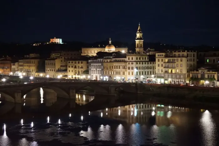 Framed Print : Florence by night along the riverside of the Arno, Firenze, Italy Framed Print : Florence by night along the riverside of the Arno, Firenze, Italy