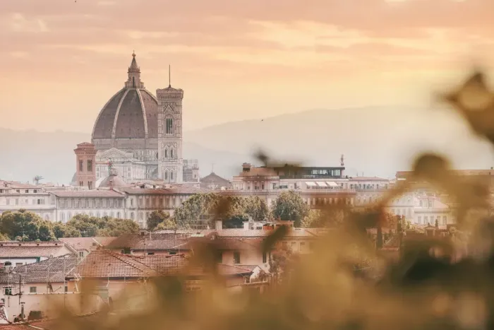 Framed Print : Florence, Tuscany, Italy. Santa Maria del Fiore Duomo Cathedral from a unique point of Framed Print : Florence, Tuscany, Italy. Santa Maria del Fiore Duomo Cathedral from a unique point of