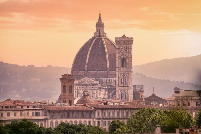 Framed Print : Florence, Tuscany, Italy. Santa Maria del Fiore Duomo Cathedral from a unique point of Framed Print : Florence, Tuscany, Italy. Santa Maria del Fiore Duomo Cathedral from a unique point of