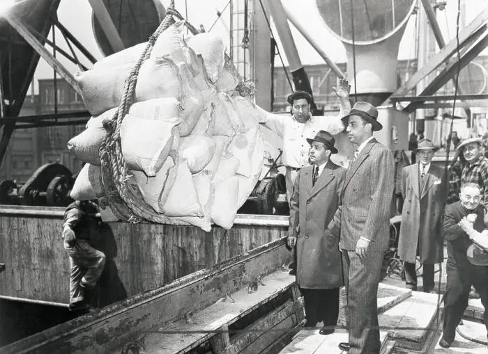 Framed Print : Flour Being Shipped to Postwar Italy