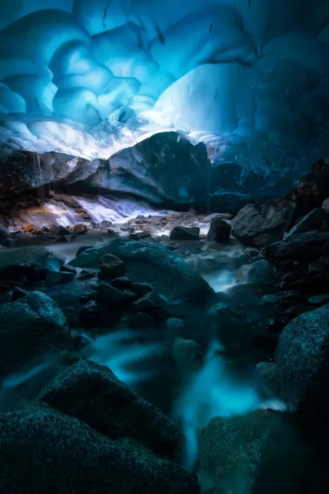 Framed Print : Flow in ice cave