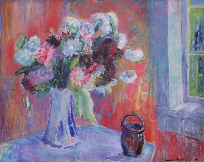Framed Print : Flower Vase In Red Interior Framed Print : Flower Vase In Red Interior