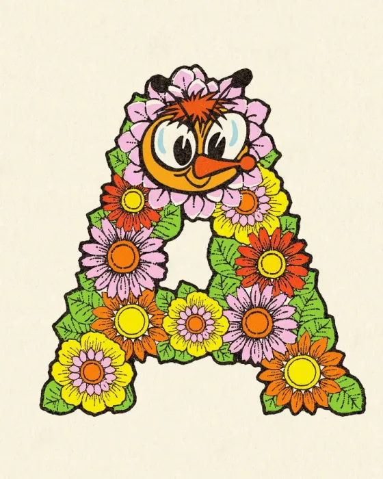 Framed Print : Flowered Alphabet Letter A Framed Print : Flowered Alphabet Letter A