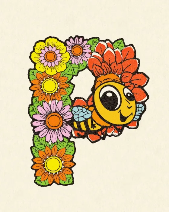 Framed Print : Flowered Alphabet Letter P Framed Print : Flowered Alphabet Letter P