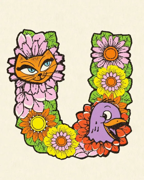 Framed Print : Flowered Alphabet Letter U Framed Print : Flowered Alphabet Letter U