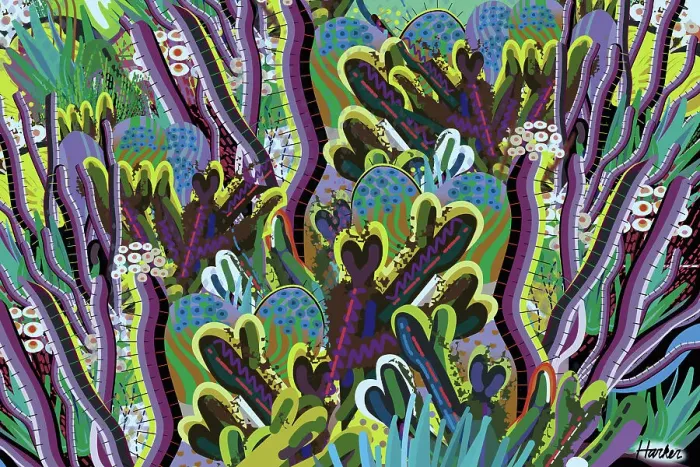 Framed Print : Flowering Cactus all over background pattern Framed Print : Flowering Cactus all over background pattern