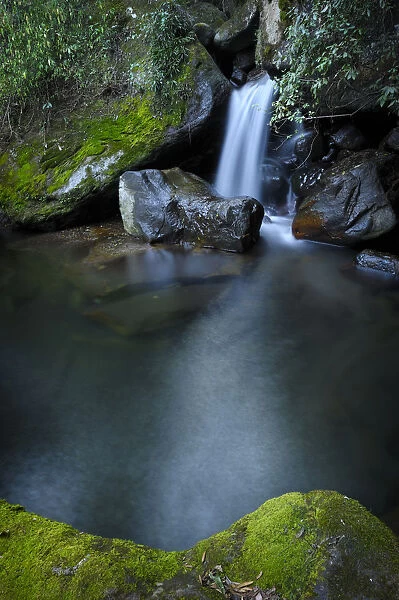 Flowing waterfall and clear pool, Injesuthi Section, Drakensberg Ukhahlamba National Park, Kwazulu-Natal, South Africa