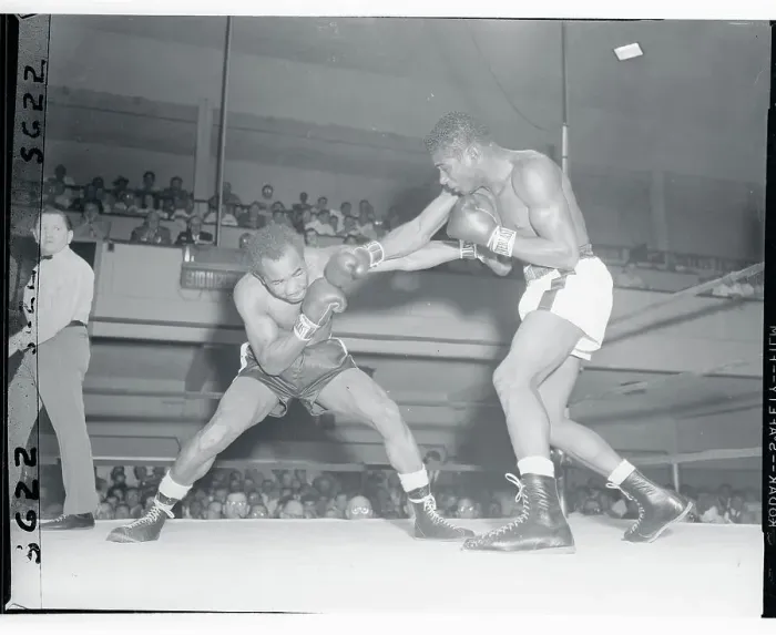 Framed Print : Floyd Patterson Boxing Against Esau Ferdinand