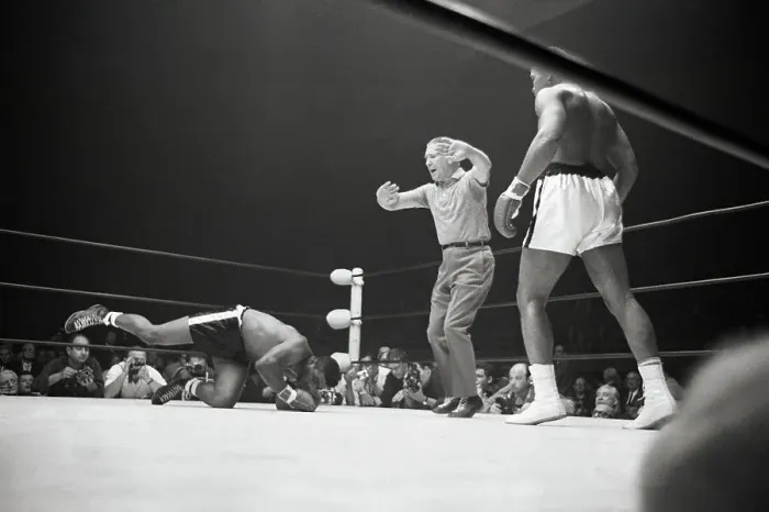 Framed Print : Floyd Patterson Falling to the Ground Framed Print : Floyd Patterson Falling to the Ground