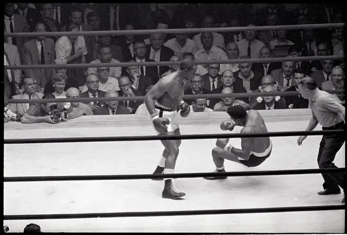 Framed Print : Floyd Patterson Going to Canvas in Fight Framed Print : Floyd Patterson Going to Canvas in Fight