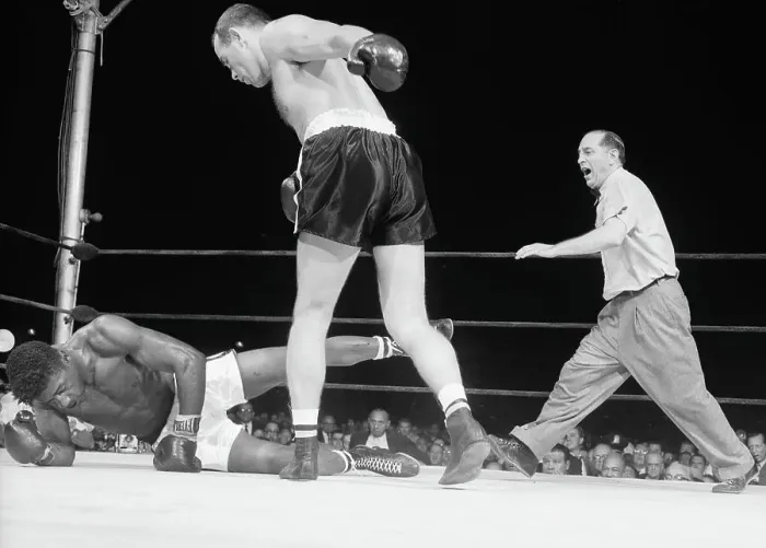 Framed Print : Floyd Patterson Hitting the Canvas in Championship Bout Framed Print : Floyd Patterson Hitting the Canvas in Championship Bout