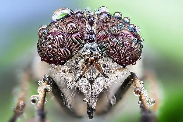 Fly with dew drops on its eyes