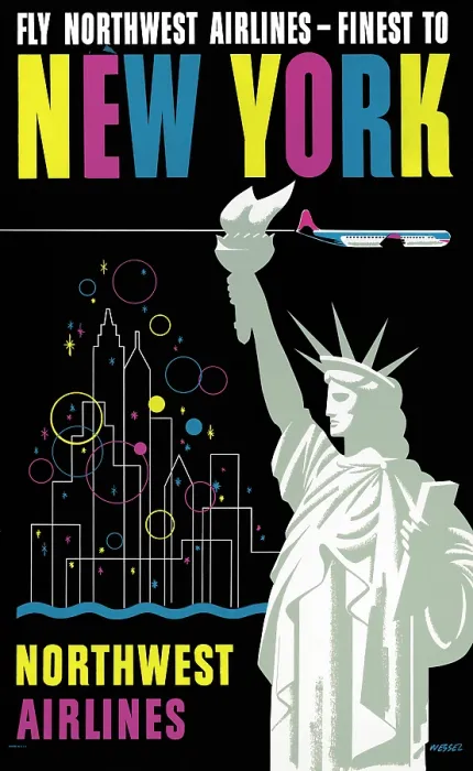 Framed Print : Fly Northwest Airlines - finest to New York Framed Print : Fly Northwest Airlines - finest to New York